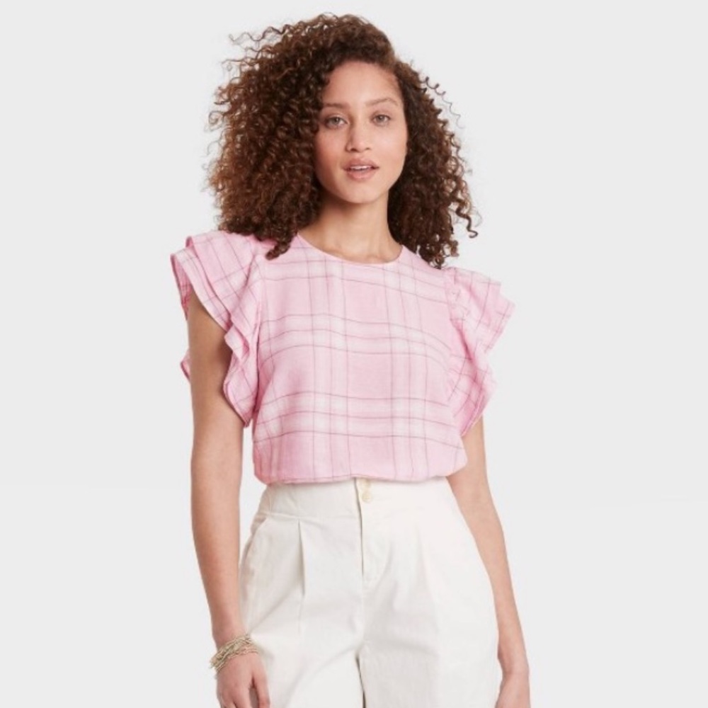 A New Day Pink Ruffle Sleeve Blouse